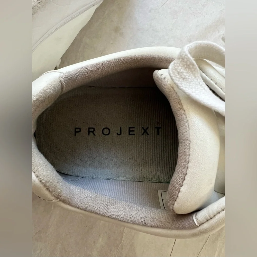 Projext Men’s Scooter One Leather Low-Top Sneakers White Lace Up Sz 8.5 US 41 EU